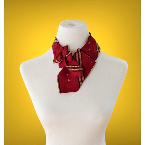 Ogsplosh Red And Gold Ascot - Vintage Scarf - Casual Accessories For Women - NEW - Picture 1 of 8